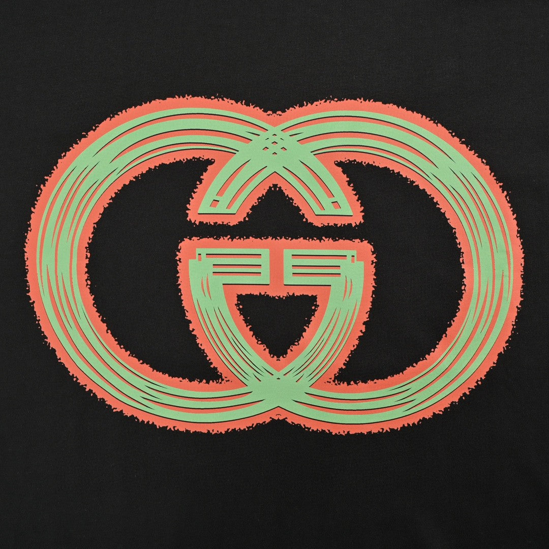 Gucci Multicolor Interlocking G Logo Black T-Shirt - detail - replica sneakers