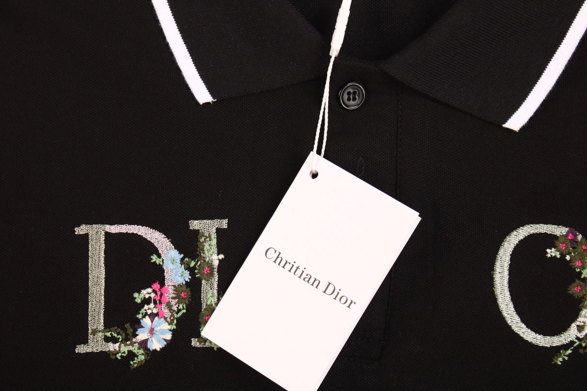 Dior Polo Shirt with Floral Logo Design - logo - replica sneakers