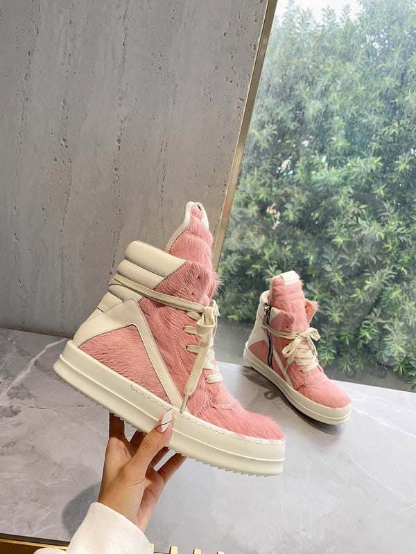 Rick Owens Geobasket Sneakers - Pink Pony Hair - insole - replica sneakers