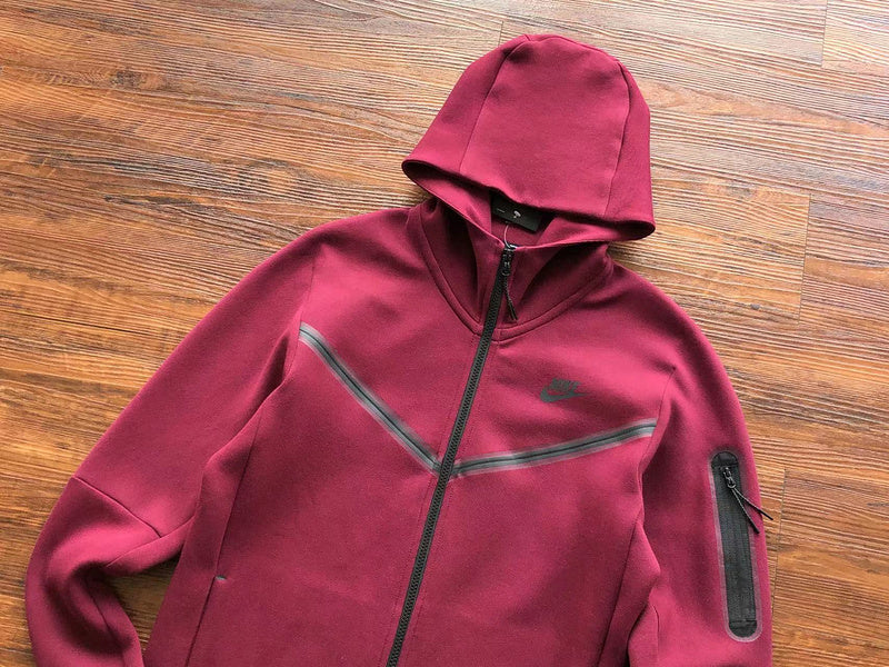 NIKE TECH FLEECE HOODIE x BURGUNDY - logo - replica sneakers
