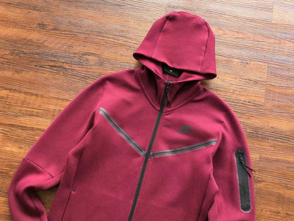 NIKE TECH FLEECE HOODIE x BURGUNDY - logo - replica sneakers