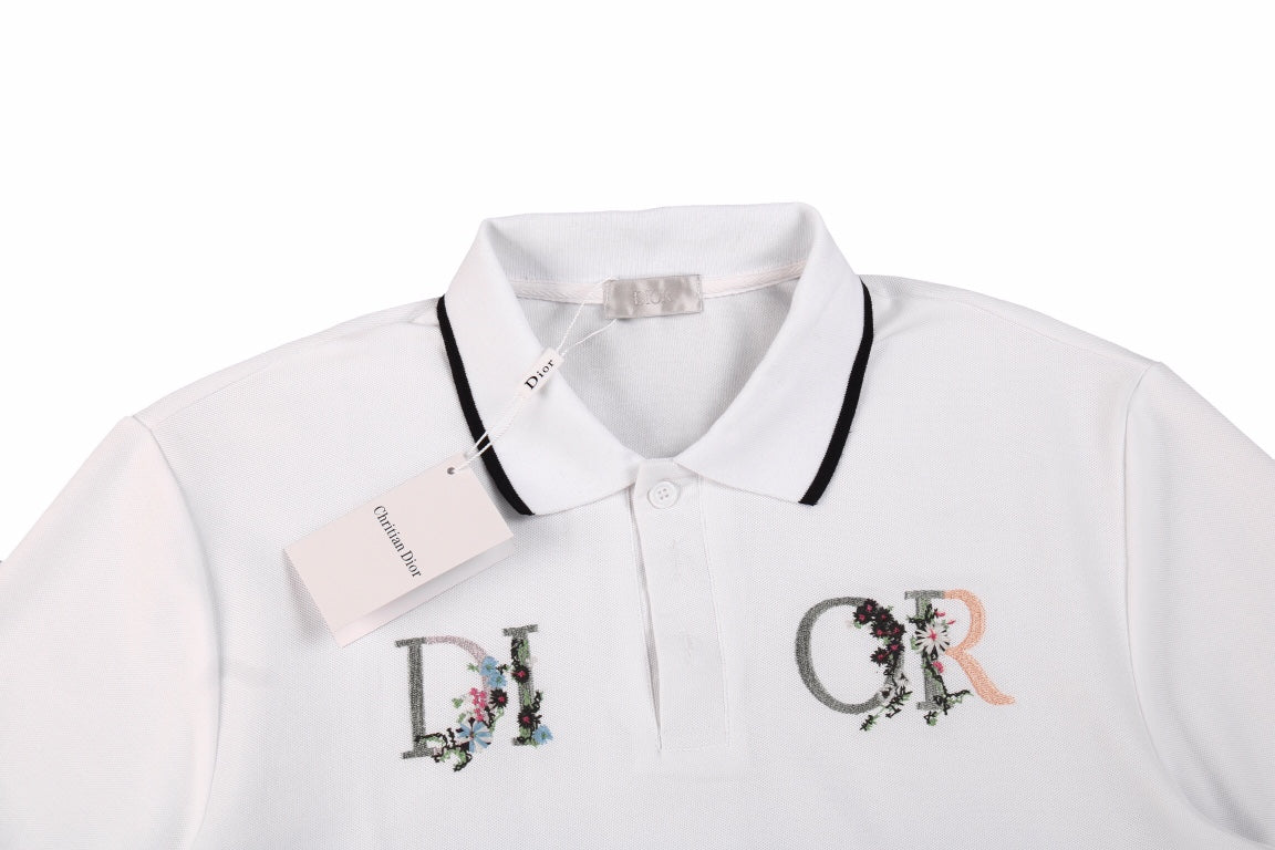 Dior Polo Shirt with Floral Logo Design - box - replica sneakers
