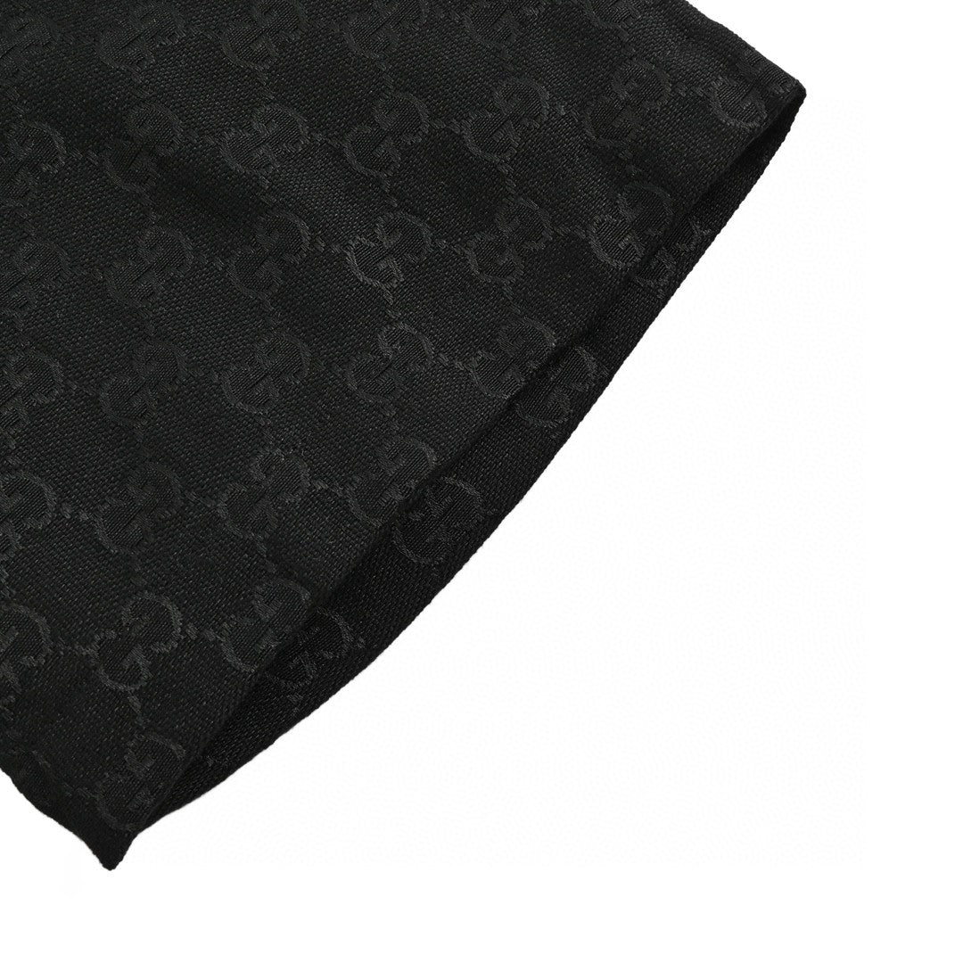 Gucci GG Monogram Black Short Sleeve Shirt - close up - replica sneakers
