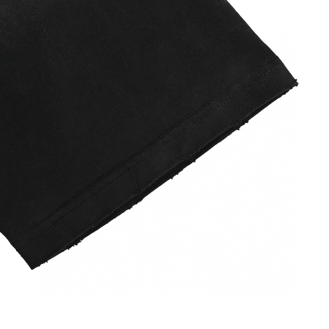 Balenciaga Spray-Paint Logo T-Shirt (Black) - close up - replica sneakers