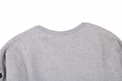 CHROME HEARTS CROSS PATCH SWEATSHIRT GREY - close up - replica sneakers