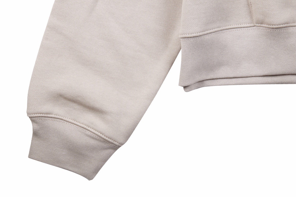 FEAR OF GOD ESSENTIALS '1977' HOODIE STONE GREY - close up - replica sneakers