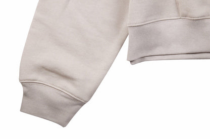 FEAR OF GOD ESSENTIALS '1977' HOODIE STONE GREY - close up - replica sneakers