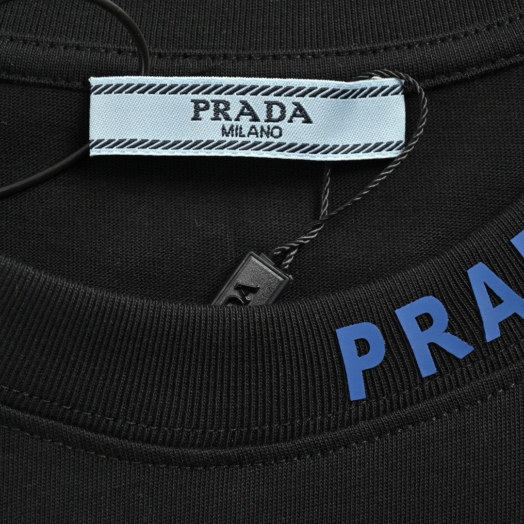 Prada Triangle Logo T-Shirt - close up - replica sneakers