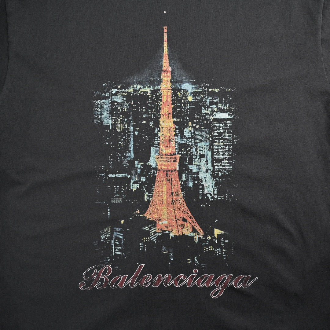 Balenciaga Tokyo Tower T-Shirt - close up - replica sneakers