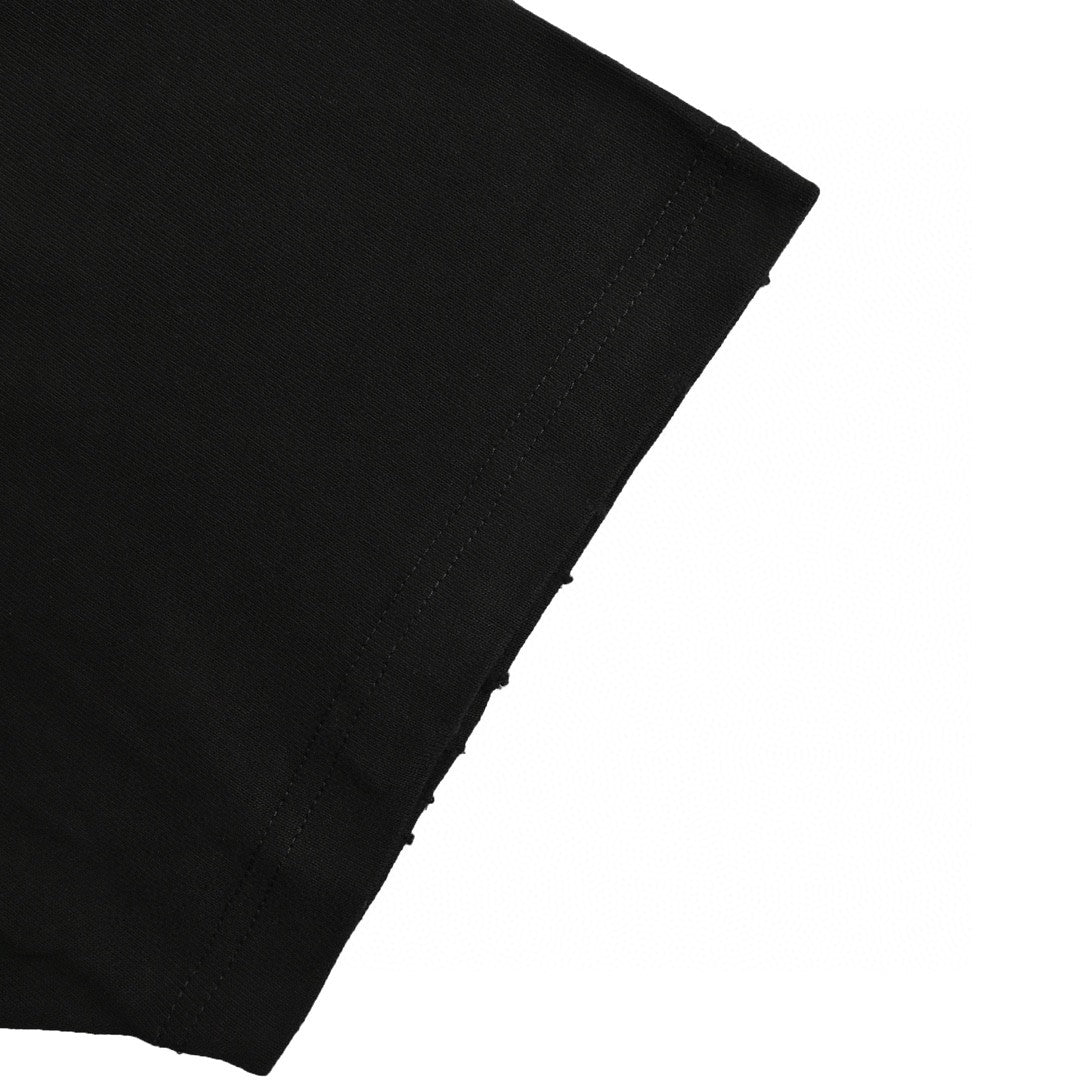 Balenciaga Society Black T-Shirt with White Graphic - close up - replica sneakers