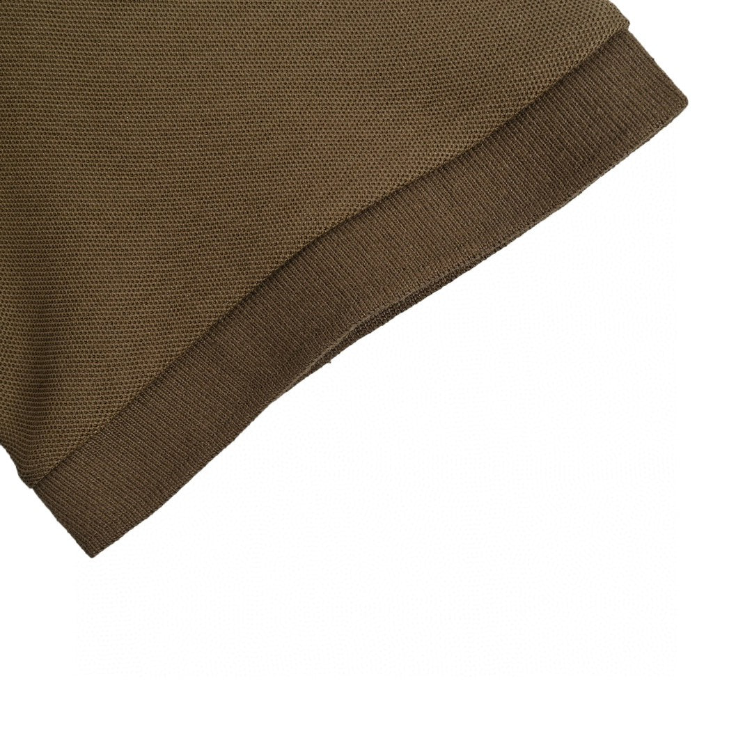 Prada Classic Olive Green Polo Shirt - close up - replica sneakers