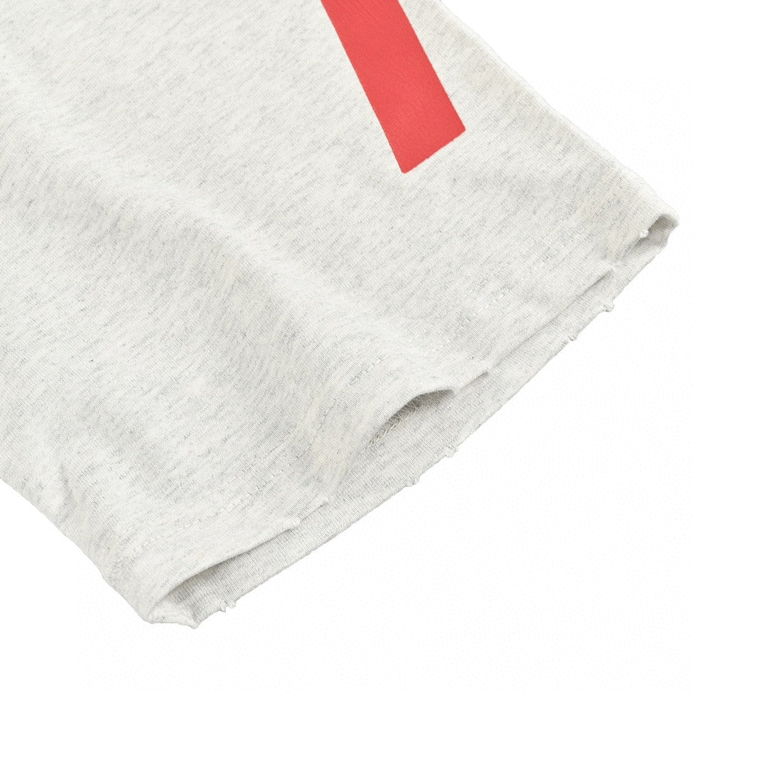 Balenciaga Red Logo Graphic T-Shirt (Gray) - close up - replica sneakers