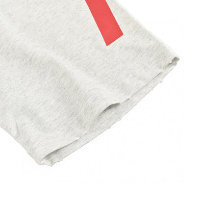 Balenciaga Red Logo Graphic T-Shirt (Gray) - close up - replica sneakers