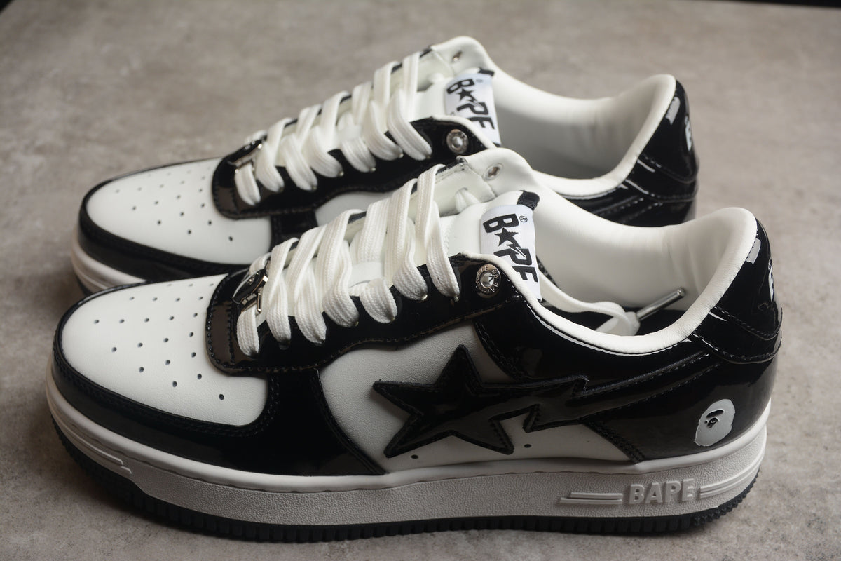 BAPE Sta Low-top Sneakers In And White - Black Unisex Streetwear Limited Edition - **BAPE STA Low-Top Sneakers in Black and White** Introducing the BAPE STA Low-Top Sneakers in