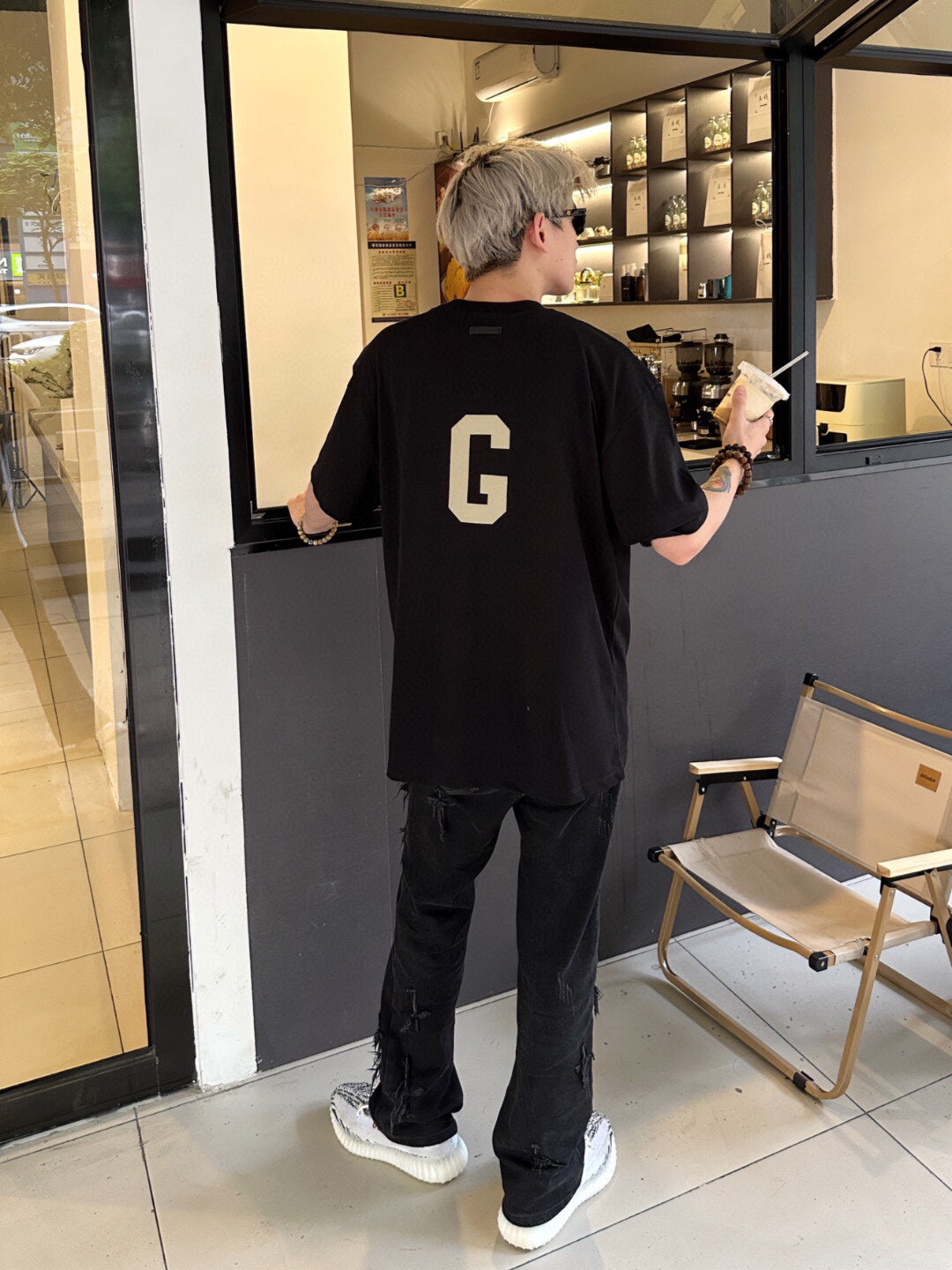 Fear of God Letter F T-Shirt (Black) - detail - replica sneakers