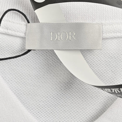 Dior Oblique Embroidered White Polo Shirt - close up - replica sneakers