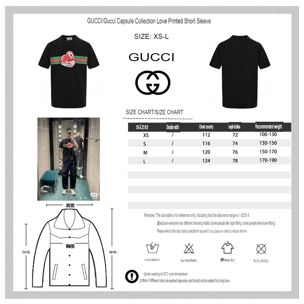 Gucci Black T-Shirt with Heart Graphic - logo - replica sneakers