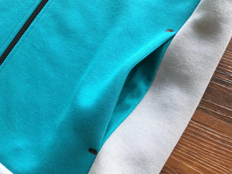 NIKE TECH FLEECE HOODIE x WOLF GREY/AQUAMARINE/ORANGE - logo - replica sneakers