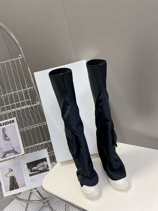 Rick Owens Black Over-the-Knee Boots - logo - replica sneakers