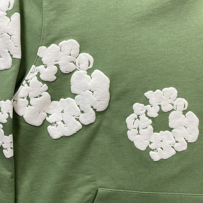 DENIM TEARS COTTON WREATH HOODIE LIGHT GREEN - close up - replica sneakers