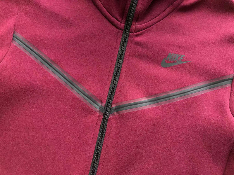 NIKE TECH FLEECE HOODIE x BURGUNDY - logo - replica sneakers