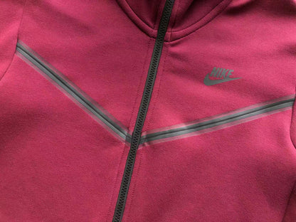 NIKE TECH FLEECE HOODIE x BURGUNDY - logo - replica sneakers