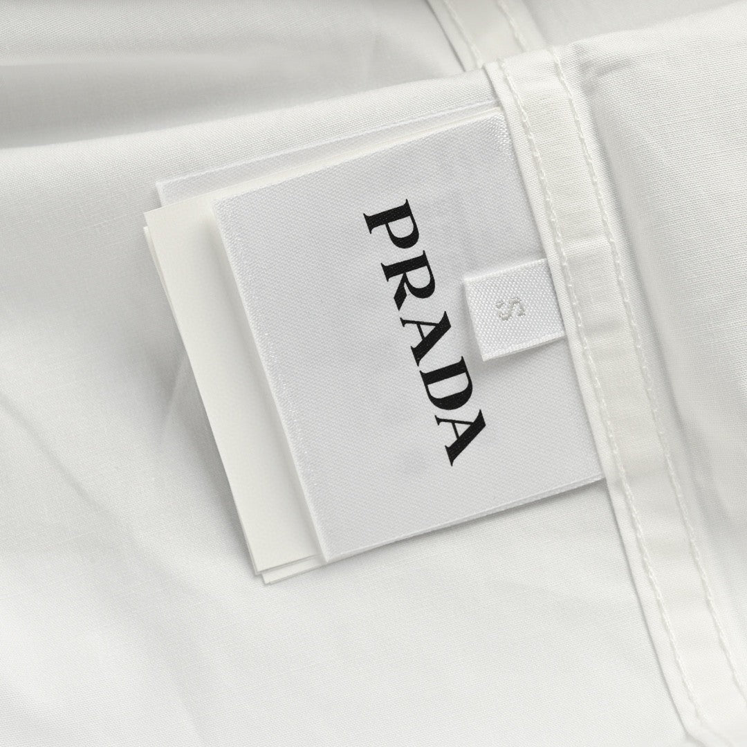 Prada Short-Sleeve Button-Up Shirt (White) - box - replica sneakers