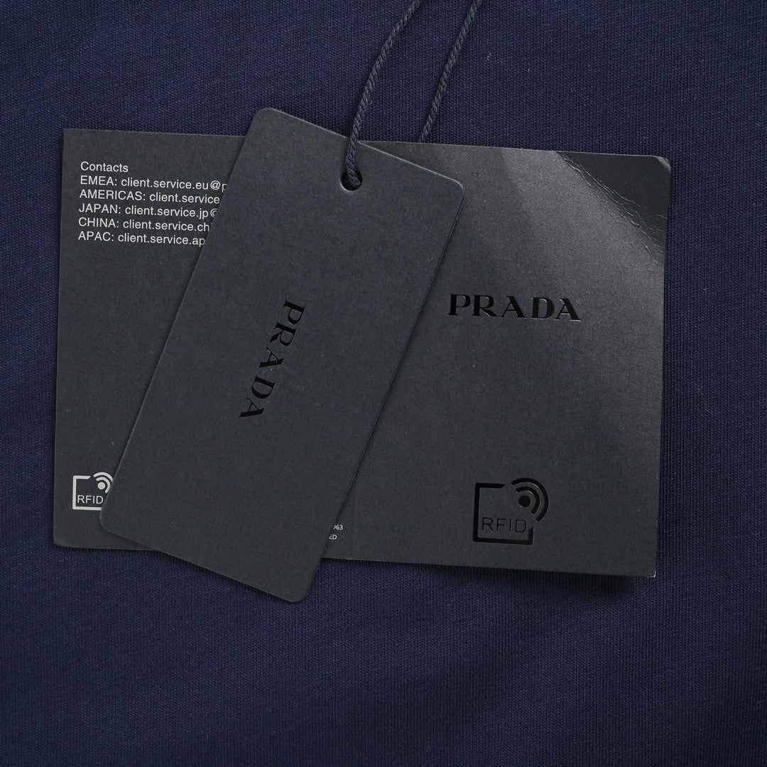 Prada Navy Blue Double Layer T-Shirt - logo - replica sneakers