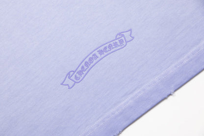 CHROME HEARTS HORSE SHOE LOGO T-SHIRT WASHED LIGHT BLUE - close up - replica sneakers