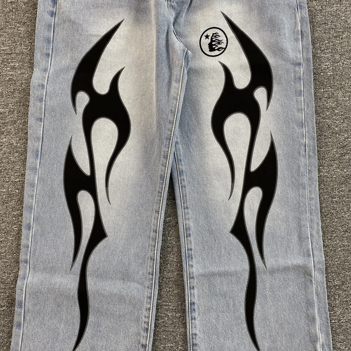 HELLSTAR BLACK FLAME JEANS WASHED BLUE - insole - replica sneakers