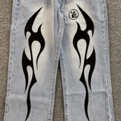 HELLSTAR BLACK FLAME JEANS WASHED BLUE - insole - replica sneakers