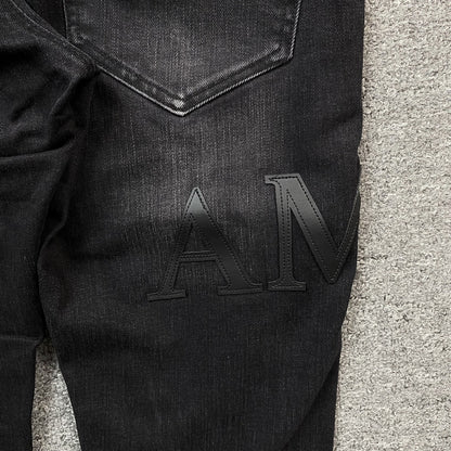AMIRI Core Applique Leather Jeans Hoodie - Black Unisex Streetwear Limited Edition - The AMIRI CORE APPLIQU | BLACK LEATHER JEANS - REPLICA bring rockstar edge and high-fashion luxury