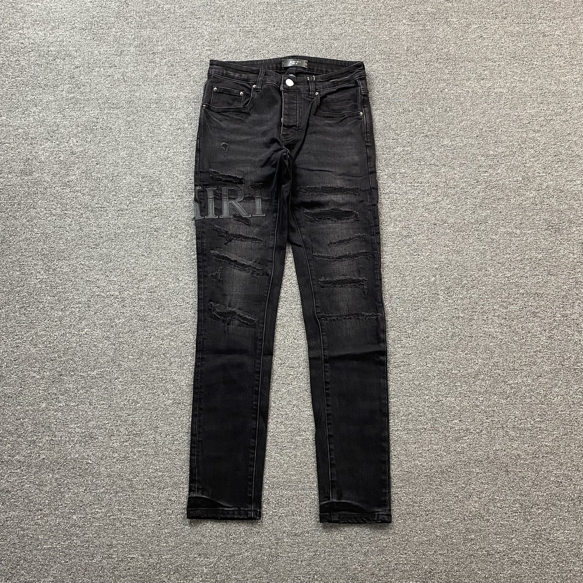 AMIRI CORE APPLIQUE BLACK LEATHER JEANS - logo - replica sneakers