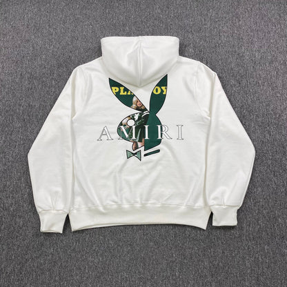 AMIRI Playboy Logo Hoodie Green - White Unisex Streetwear Limited Edition - The AMIRI PLAYBOY LOGO HOODIE WHITE GREEN - REPLICA is the perfect fusion of luxury