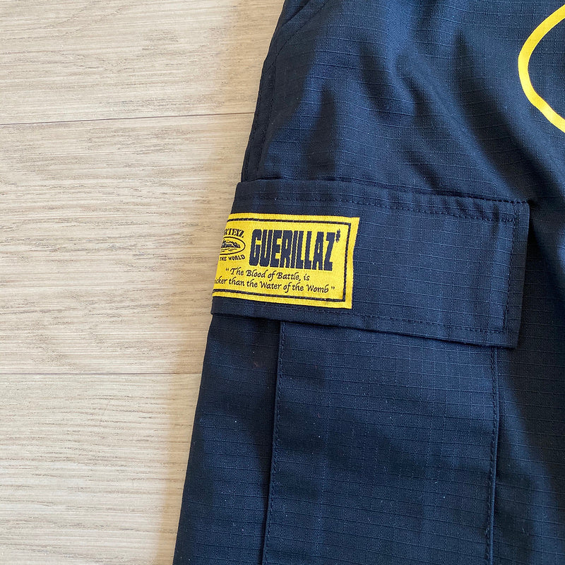 CORTEIZ ALCATRAZ GUERRILAZ CARGO PANTS BLACK/YELLOW - logo - replica sneakers