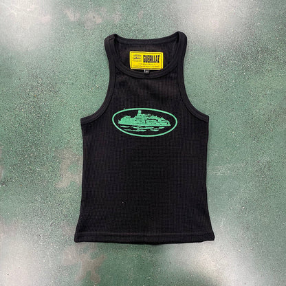 CORTEIZ Rtw Og Women's Alcatraz Tank Top Green - Black Unisex Streetwear Limited Edition - The CORTEIZ RTW OG WOMEN'S ALCATRAZ TANK TOP BLACK GREEN - REPLICA is the perfect