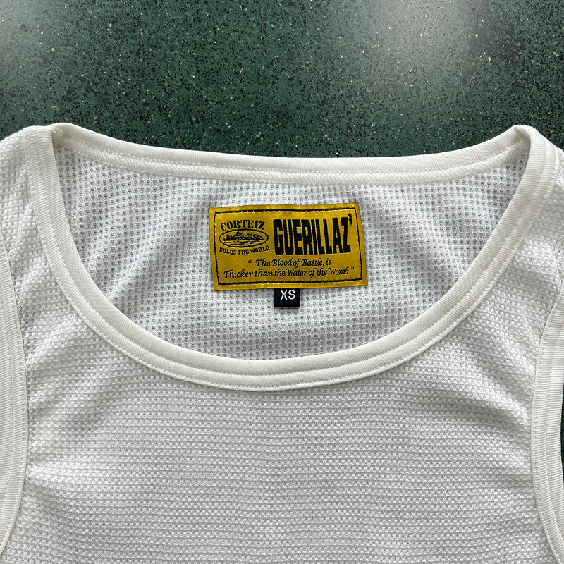 CORTEIZ Waffle Tank Top - White Unisex Streetwear Limited Edition - The CORTEIZ WAFFLE TANK TOP WHITE - REPLICA combines sleek minimalism with streetwear functionality. Crafted