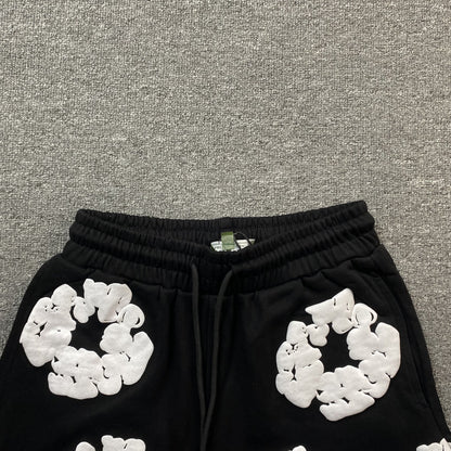 DENIM TEARS COTTON WREATH SHORTS BLACK - close up - replica sneakers
