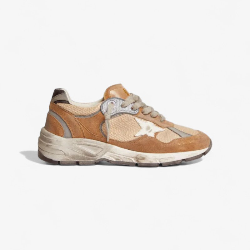 Dad-star Sneakers In Tobacco-colored Mesh And Suede With White Leather Star And Leather Heel - Black Unisex Streetwear Limited Edition