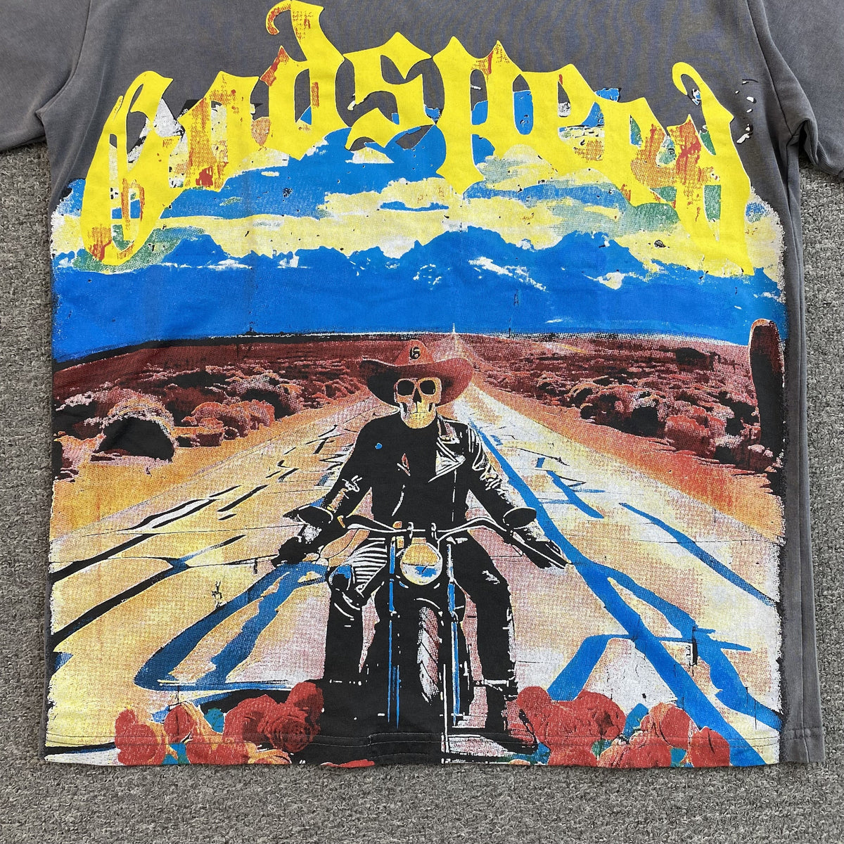 GODSPEED LONG LONELY ROAD T-SHIRT GREY - detail - replica sneakers