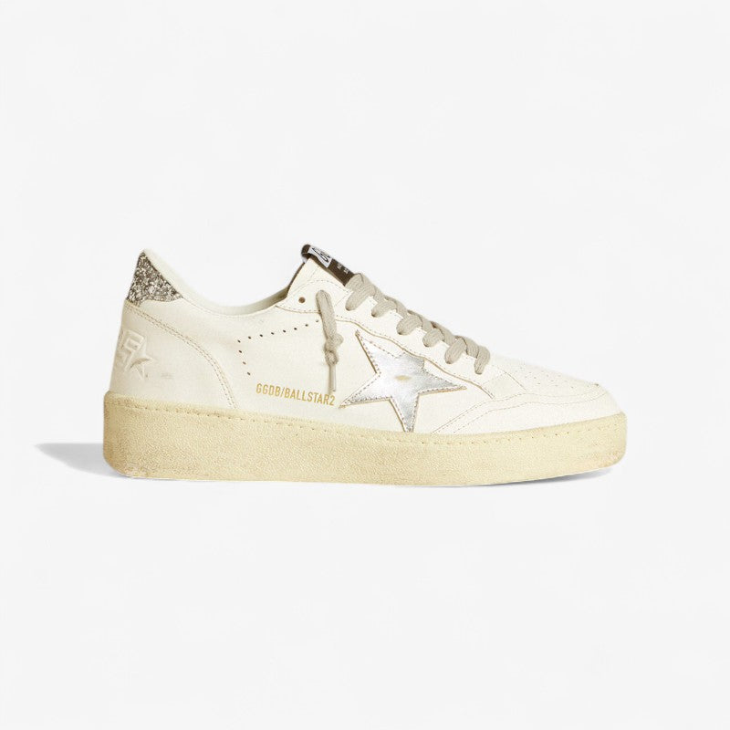 Golden Goose Ball Star 2 Sneaker c - Silver Glitter - White Unisex Streetwear Limited Edition