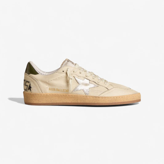 Golden Goose Ball Star Sneaker c & Metallic Silver - Cream Unisex Streetwear Limited Edition
