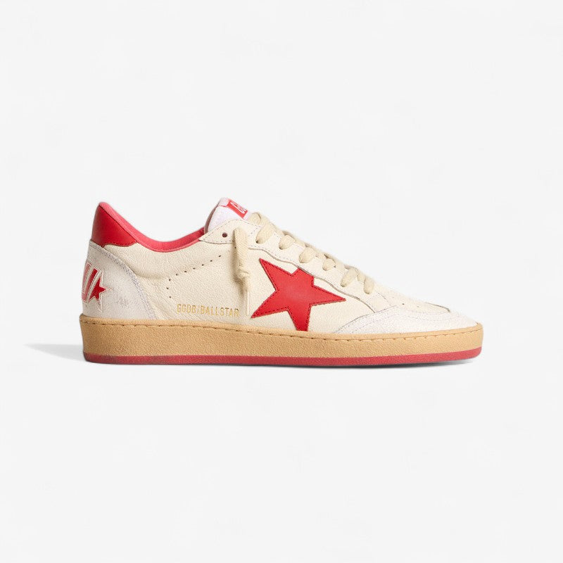 Golden Goose Ball Star Sneaker c Cream & - Red Unisex Streetwear Limited Edition