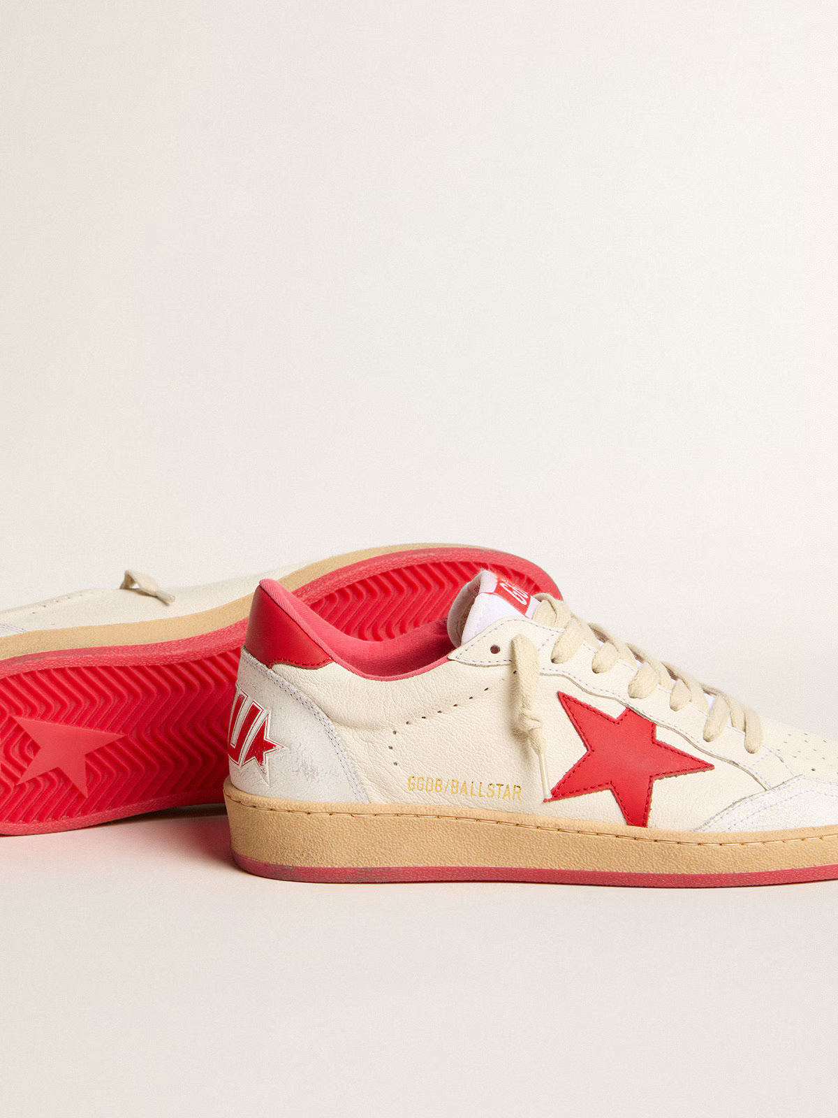 Golden Goose Ball Star Sneaker c Cream & - Red Unisex Streetwear Limited Edition