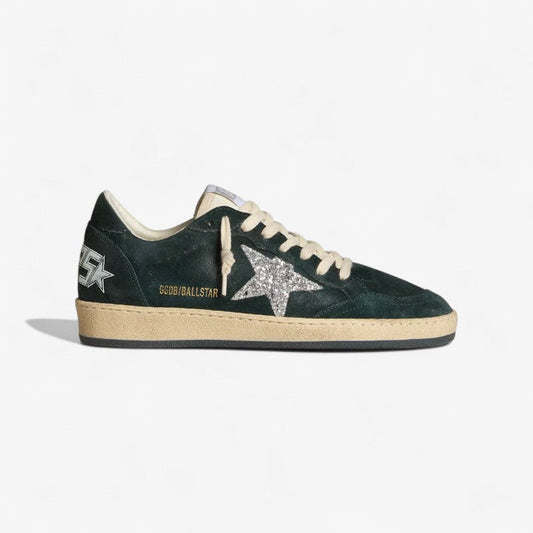 Golden Goose Ball Star c Glitter Star On Suede Sneakers - Green Unisex Streetwear Limited Edition