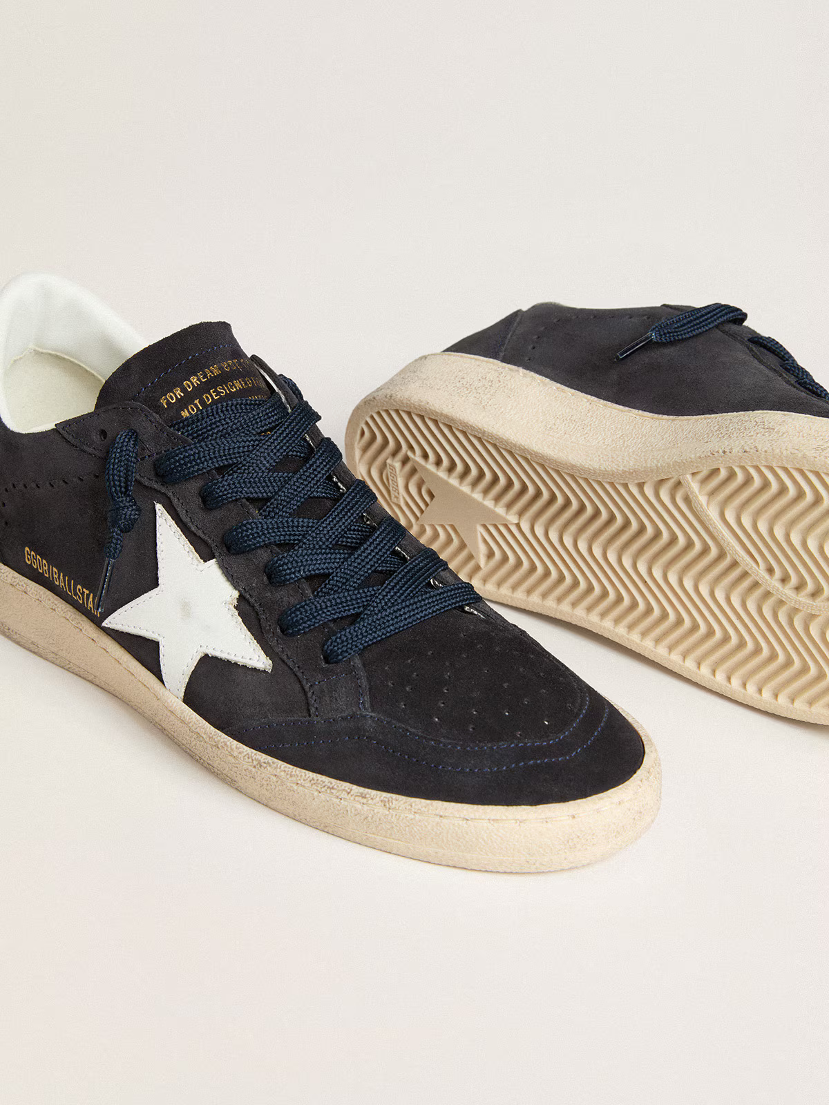 Golden Goose Ball Star c Navy Suede With Star Sneakers - White Unisex Streetwear Limited Edition