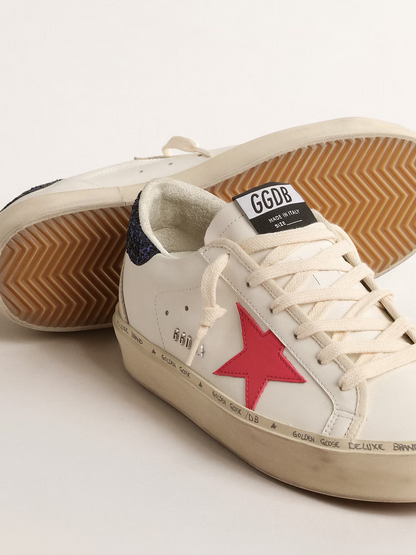 Golden Goose Hi Star Sneaker c Star & Glitter Heel - Red Unisex Streetwear Limited Edition