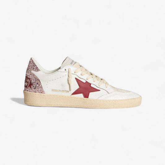 Golden Goose Ltd Edition Sneaker c - Red With Glitter Heel - White Unisex Streetwear Limited Edition