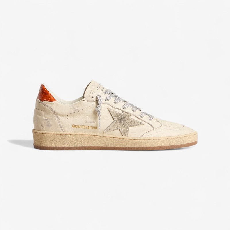 Golden Goose Ltd Edition Sneaker c - Silver With Orange Croc Heel - White Unisex Streetwear Limited Edition