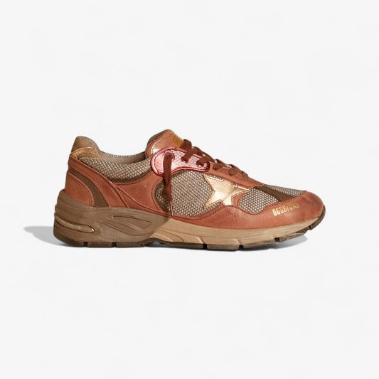 Golden Goose Running Sole Sneaker In Burnt Copper And Metallic Rose Unisex Streetwear Limited Edition